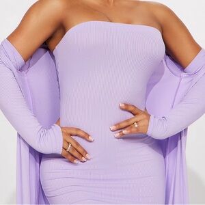 2 pc LAVENDER MINI DRESS with matching cardigan